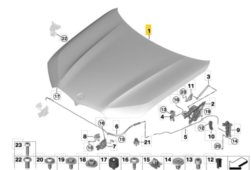 Hood BMW X5 G05 41007492375